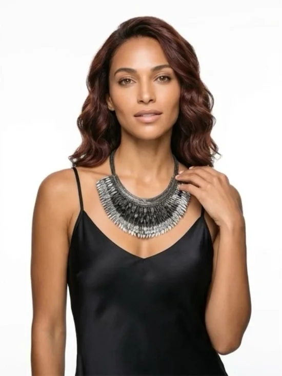 Stella and Dot Silver Pegasus Bib Collar - Picture 6 of 7